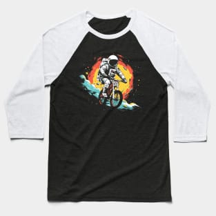 Intergalactic Bike Rider // Astronaut on a Bicycle in Outer Space Baseball T-Shirt